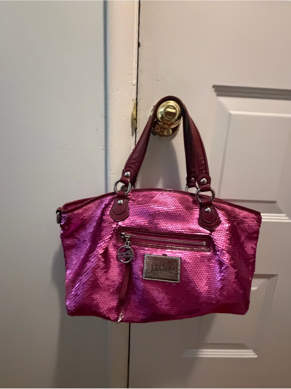 Coach Poppy Sequin Rocker Satchel Bag